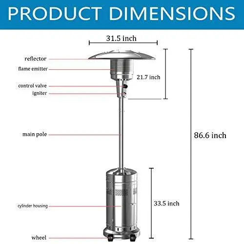 Dual 48,000 BTU Propane Patio Heater Set – Stainless Steel Floor-Standing Outdoor Heaters with Wheels