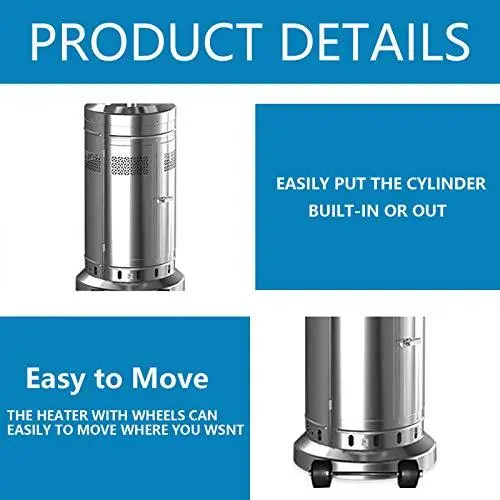 Dual 48,000 BTU Propane Patio Heater Set – Stainless Steel Floor-Standing Outdoor Heaters with Wheels