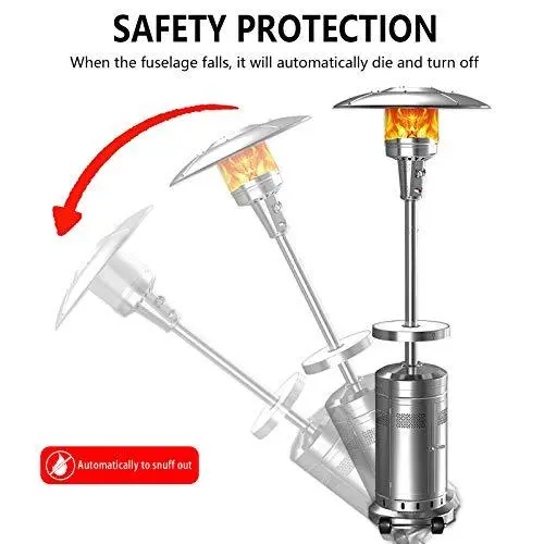 Dual 48,000 BTU Propane Patio Heater Set – Stainless Steel Floor-Standing Outdoor Heaters with Wheels