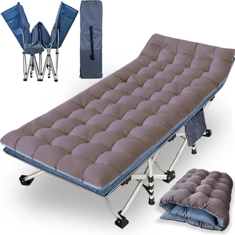 Dual Adult/Kid Folding Cot Set – Padded Mattresses, Compact Design for Home, Camp or Guest Use