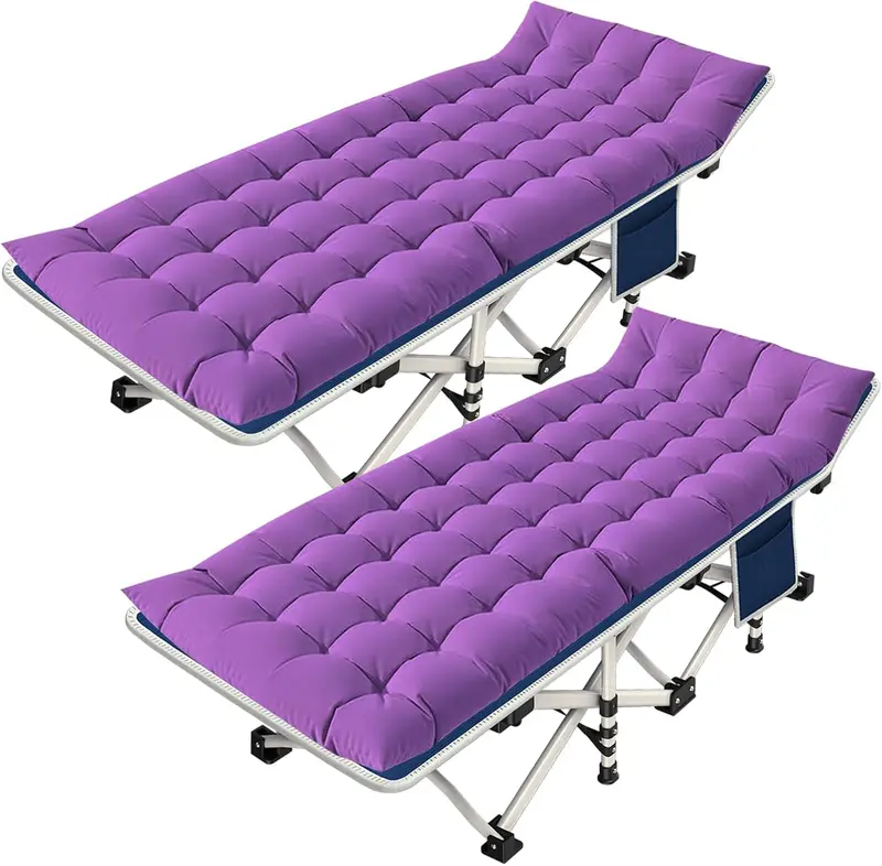Dual Adult/Kid Folding Cot Set – Padded Mattresses, Compact Design for Home, Camp or Guest Use