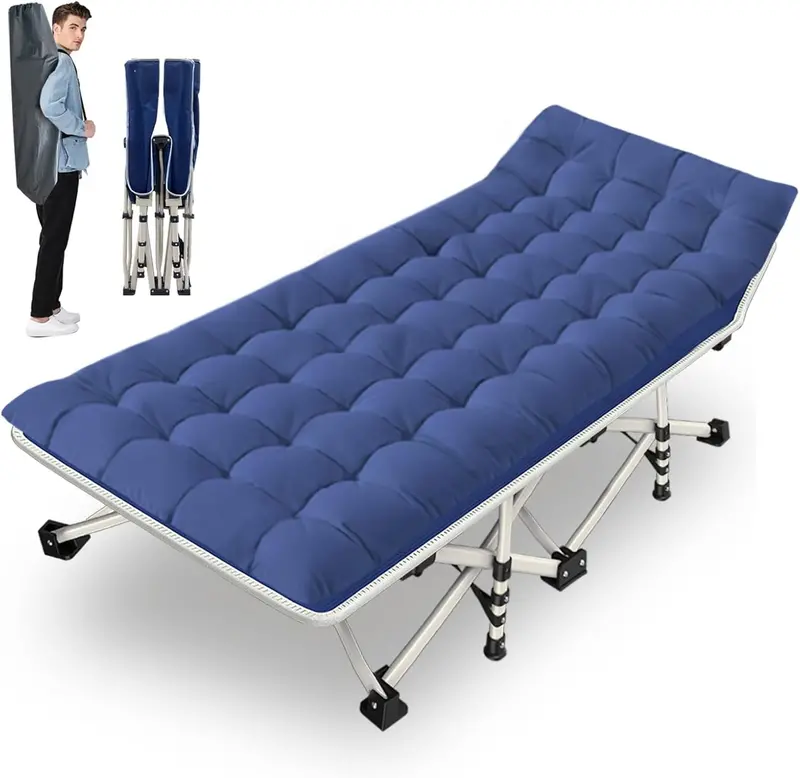 Dual Adult/Kid Folding Cot Set – Padded Mattresses, Compact Design for Home, Camp or Guest Use