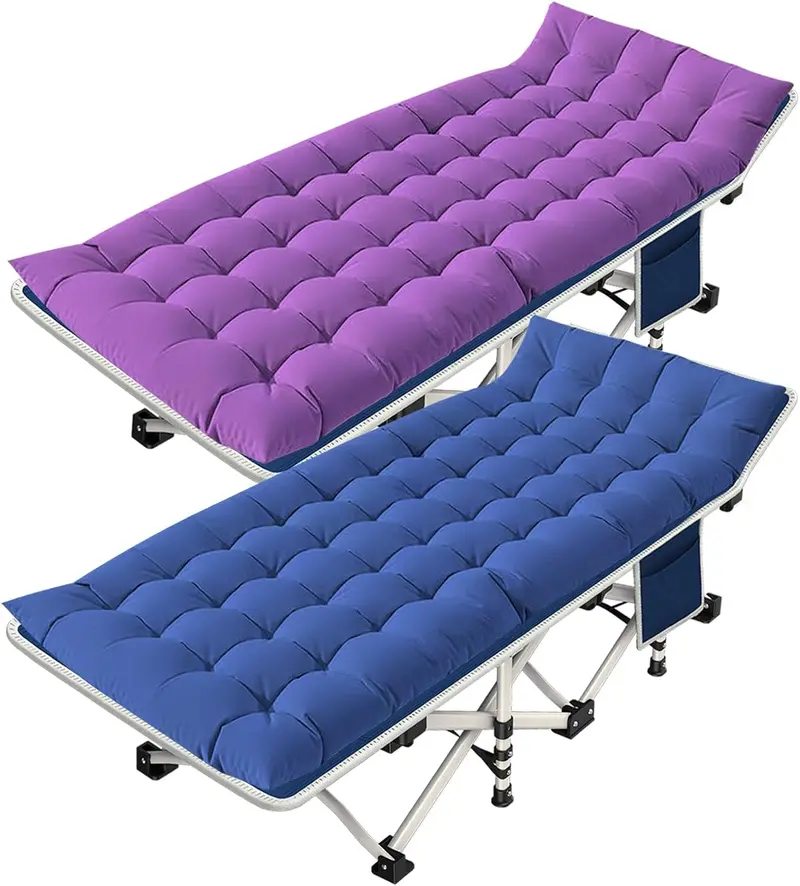 Dual Adult/Kid Folding Cot Set – Padded Mattresses, Compact Design for Home, Camp or Guest Use