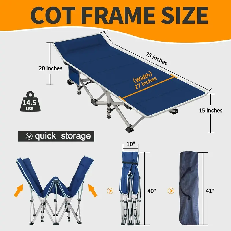Dual Adult/Kid Folding Cot Set – Padded Mattresses, Compact Design for Home, Camp or Guest Use