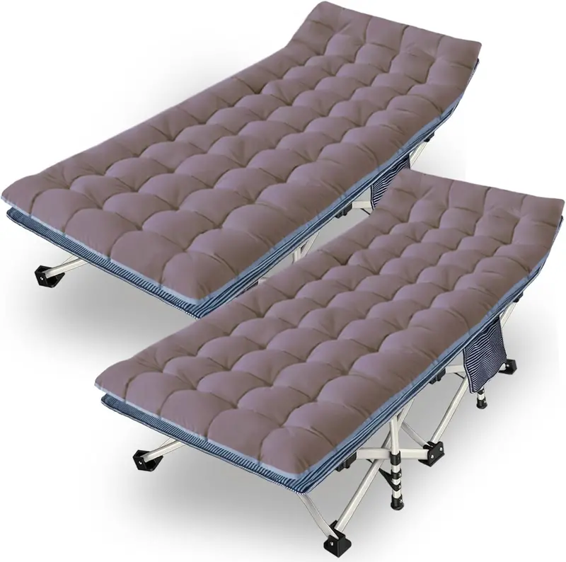 Dual Adult/Kid Folding Cot Set – Padded Mattresses, Compact Design for Home, Camp or Guest Use