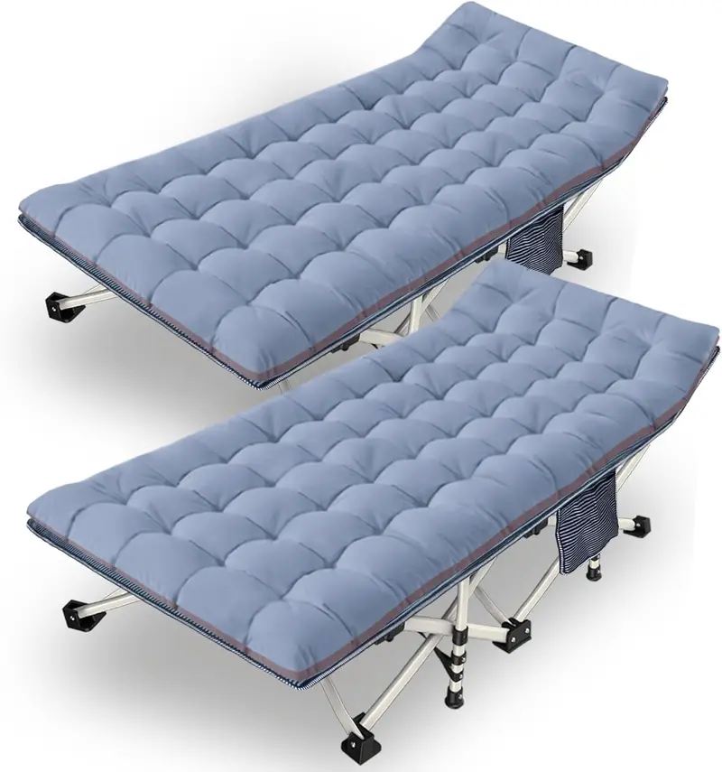 Dual Adult/Kid Folding Cot Set – Padded Mattresses, Compact Design for Home, Camp or Guest Use