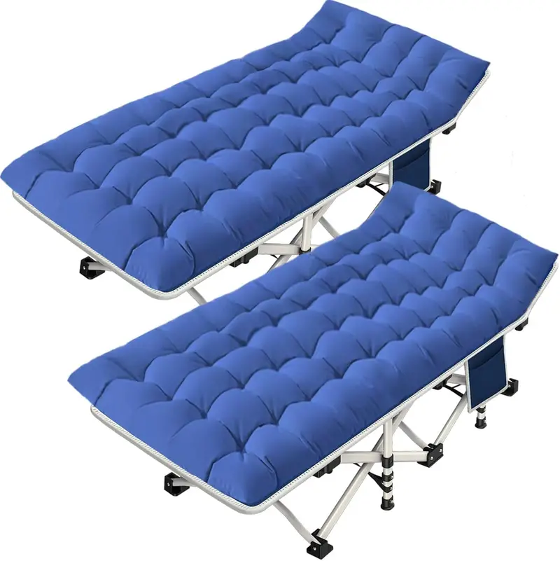 Dual Adult/Kid Folding Cot Set – Padded Mattresses, Compact Design for Home, Camp or Guest Use