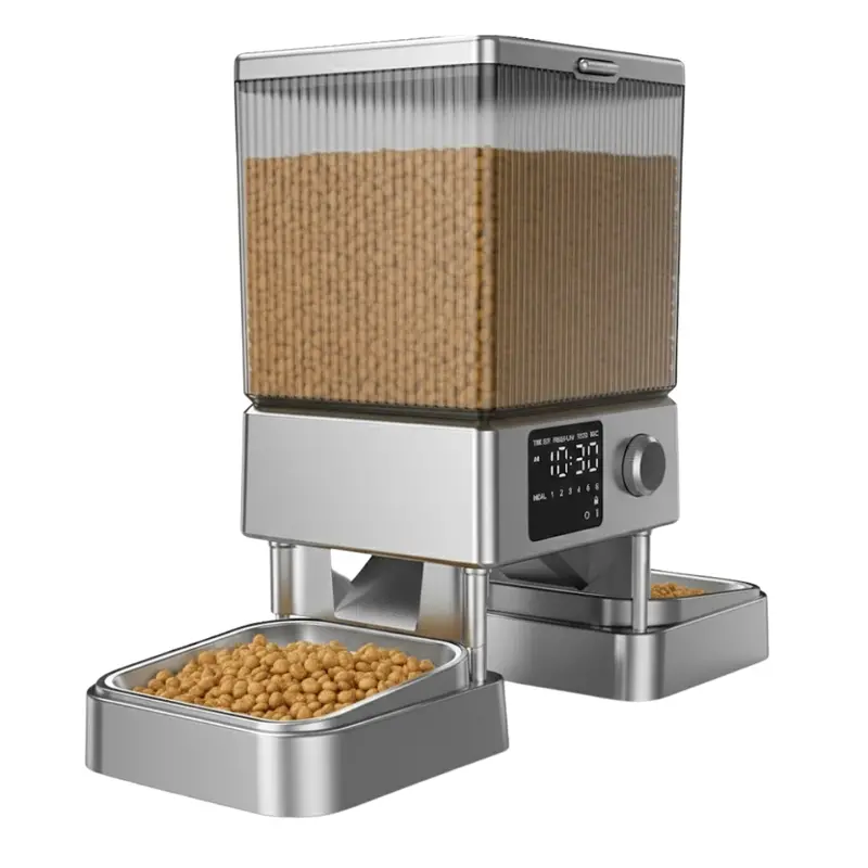 Dual-Bowl Automatic Pet Feeder with 5-Liter Dry Food Capacity
