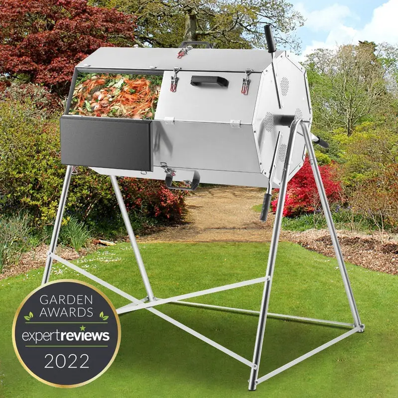 Dual-Chamber Rotating Steel Compost Tumbler – 33-Gallon Outdoor Bin