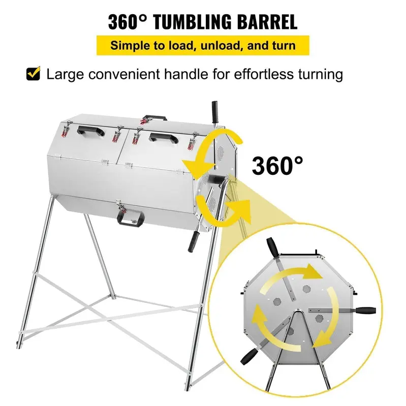 Dual-Chamber Rotating Steel Compost Tumbler – 33-Gallon Outdoor Bin