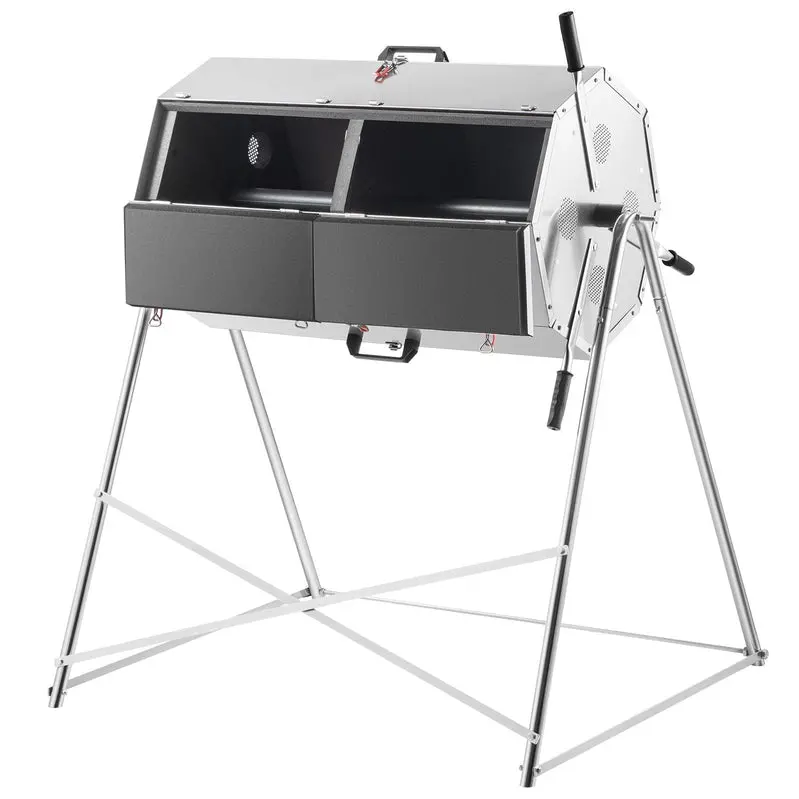 Dual-Chamber Rotating Steel Compost Tumbler – 33-Gallon Outdoor Bin