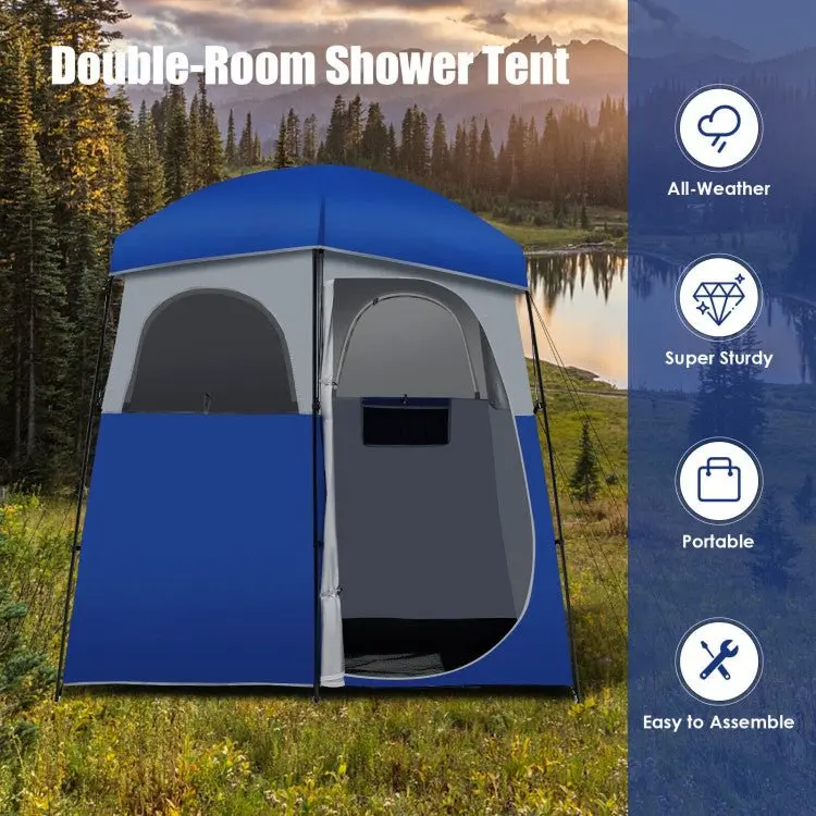 Dual-Compartment Camping Privacy Tent – Shower & Toilet Shelter with Carry Bag
