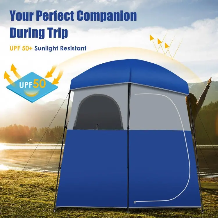 Dual-Compartment Camping Privacy Tent – Shower & Toilet Shelter with Carry Bag