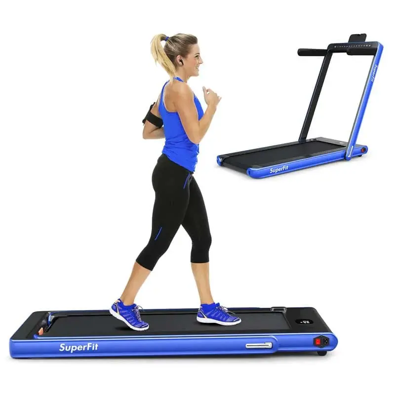 Dual-Display Folding Treadmill – 2.25HP Under-Desk Walking & Light Running Machine with Smart App Control & Remote