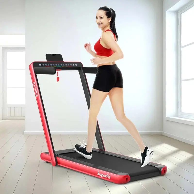 Dual-Display Folding Treadmill – 2.25HP Under-Desk Walking & Light Running Machine with Smart App Control & Remote