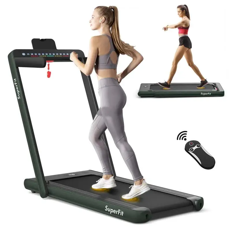 Dual-Display Folding Treadmill – 2.25HP Under-Desk Walking & Light Running Machine with Smart App Control & Remote