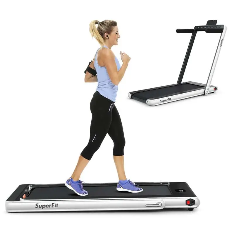 Dual-Display Folding Treadmill – 2.25HP Under-Desk Walking & Light Running Machine with Smart App Control & Remote