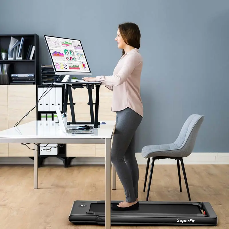 Dual-Display Folding Treadmill – 2.25HP Under-Desk Walking & Light Running Machine with Smart App Control & Remote