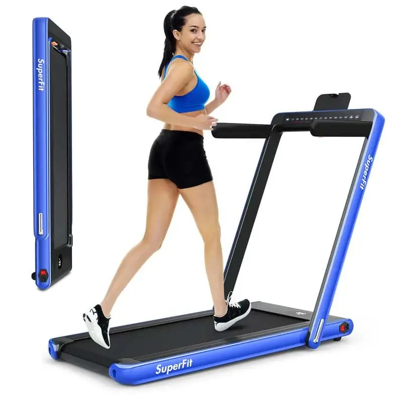 Dual-Display Folding Treadmill – 2.25HP Under-Desk Walking & Light Running Machine with Smart App Control & Remote