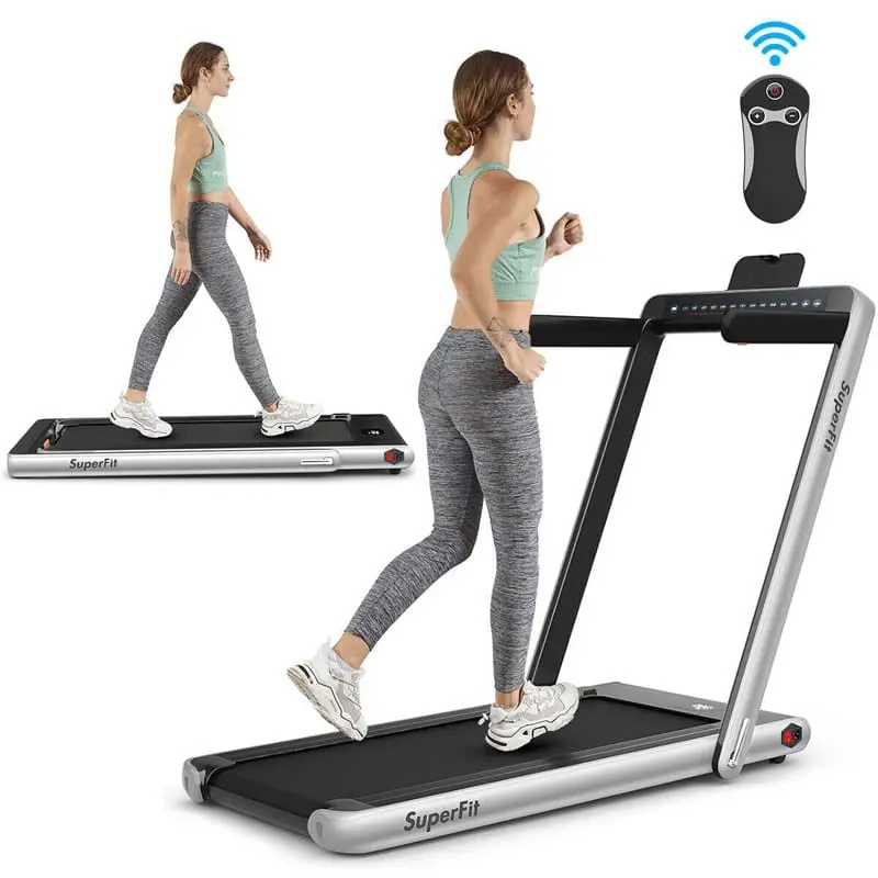 Dual-Display Folding Treadmill – 2.25HP Under-Desk Walking & Light Running Machine with Smart App Control & Remote