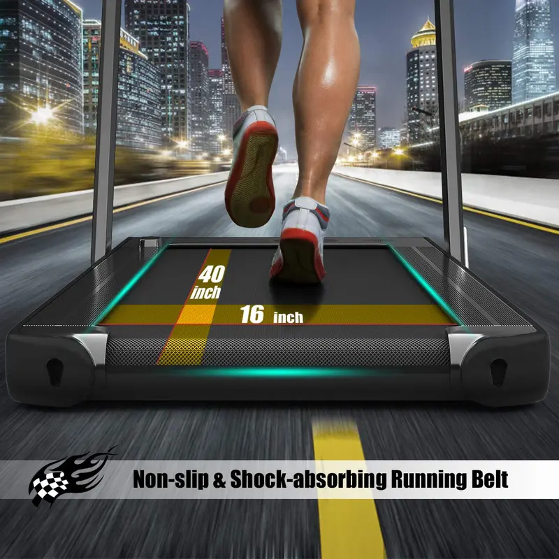 Dual-Display Under-Desk Folding Treadmill – 2.25HP Superfit Compact Exercise Pad