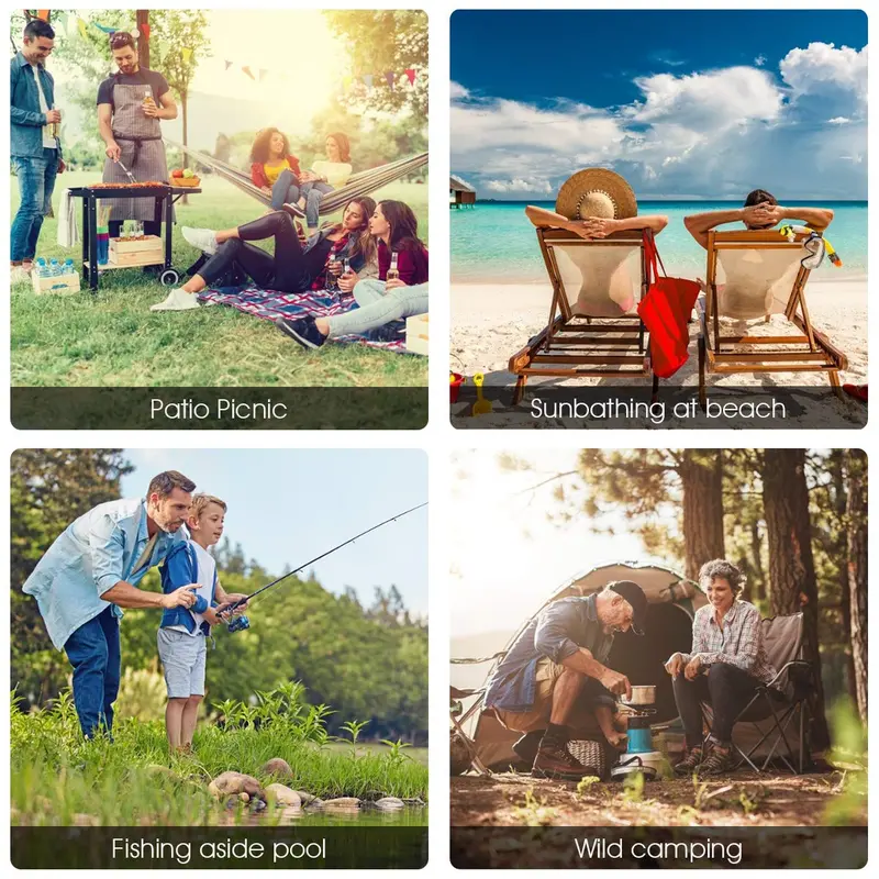 Dual-Folding Picnic Chair Set with Built-in Umbrella, Mini Table & Carry Bag