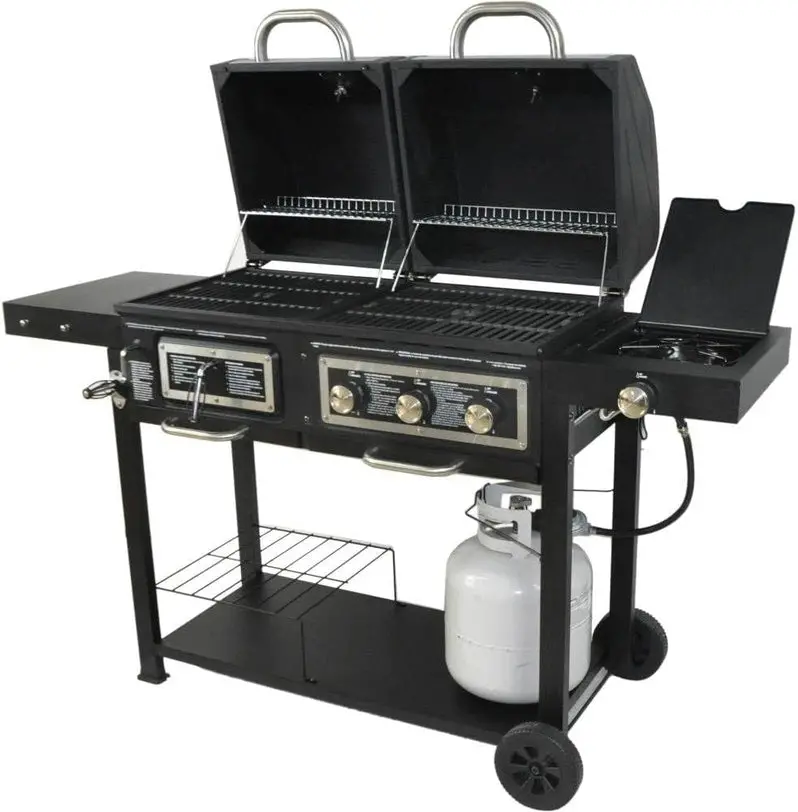 Dual-Fuel Grill: Charcoal and Propane Hybrid Cooking System for Versatile Outdoor Barbecuing