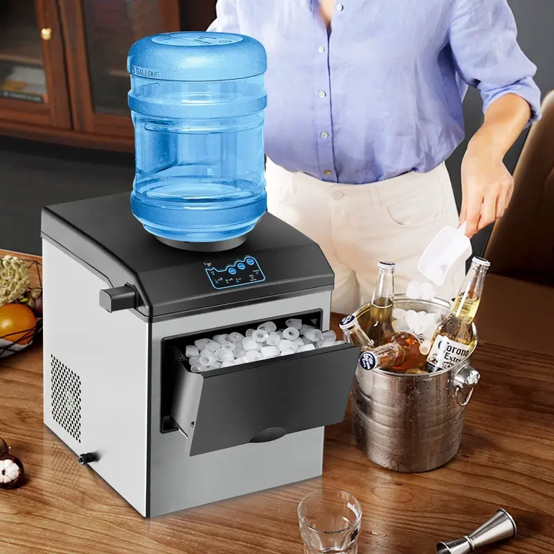 Dual-Function Countertop Ice Maker & Water Cooler – 48 lbs/24 Hours with Small/Medium/Large Ice Options