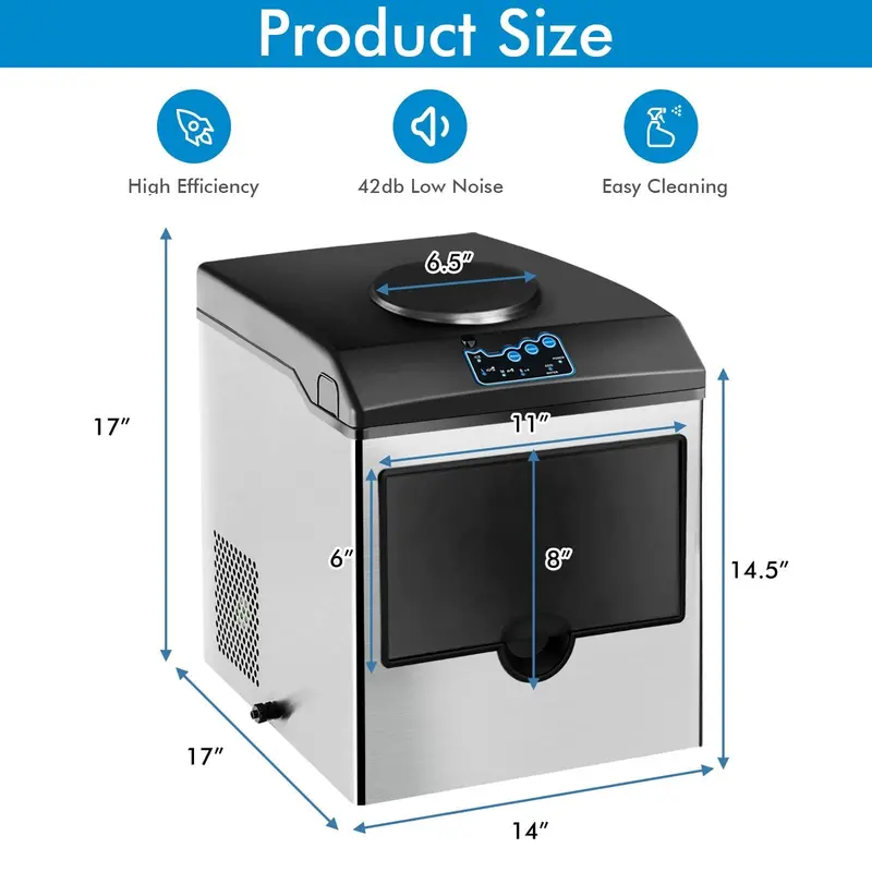 Dual-Function Countertop Ice Maker & Water Cooler – 48 lbs/24 Hours with Small/Medium/Large Ice Options