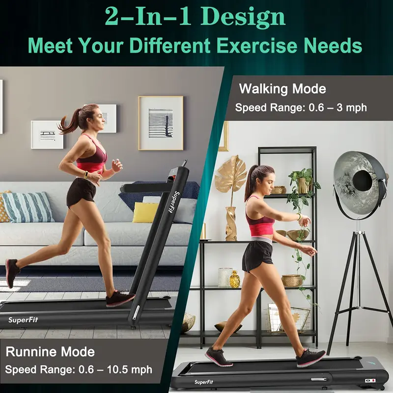 Dual-Function Folding Treadmill – 4.75HP Under-Desk Model with App Compatibility