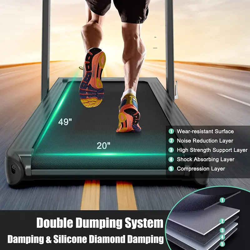 Dual-Function Folding Treadmill – 4.75HP Under-Desk Model with App Compatibility