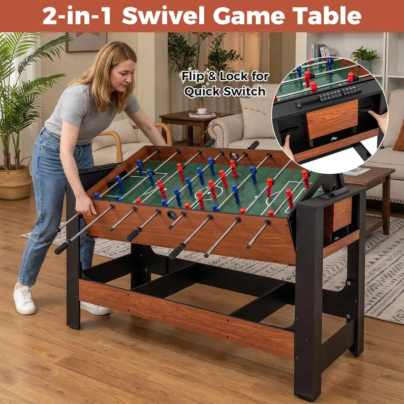 Dual-Function Foosball and Pool Table (54") for Indoor or Outdoor Recreation 2