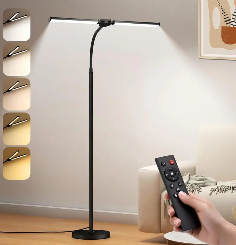Dual-Function LED Floor Lamp – Two Adjustable Heads with Independent Brightness & Color Control 2