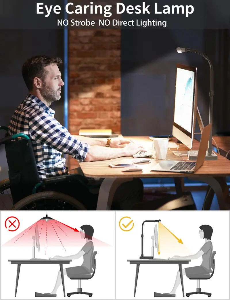 Dual-Head Architect LED Desk Lamp – 24W, 5 Brightness Levels & Flexible Gooseneck for Precision Tasks