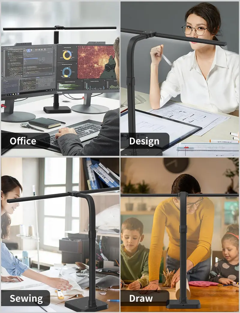 Dual-Head Architect LED Desk Lamp – 24W, 5 Brightness Levels & Flexible Gooseneck for Precision Tasks