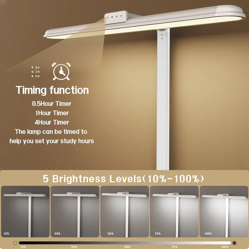 Dual-Head LED Desk Lamp for Home Office – 24W Dimmable, 5 Color Temperatures & Brightness Levels, Flexible Gooseneck Design 2