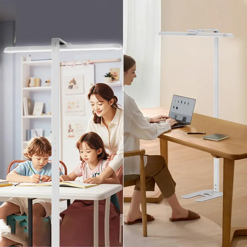 Dual-Head LED Desk Lamp for Home Office – 24W Dimmable, 5 Color Temperatures & Brightness Levels, Flexible Gooseneck Design