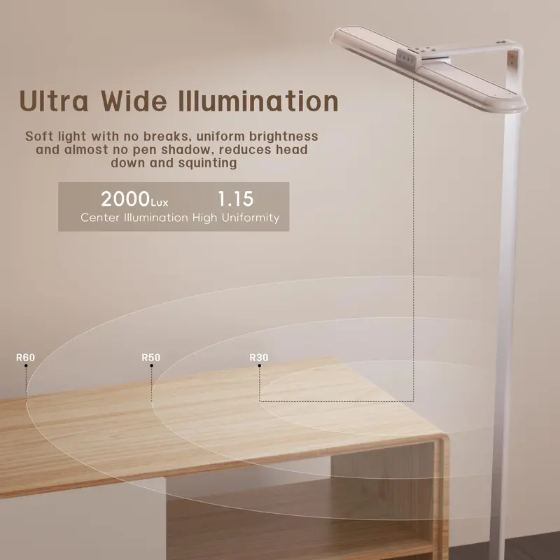Dual-Head LED Desk Lamp for Home Office – 24W Dimmable, 5 Color Temperatures & Brightness Levels, Flexible Gooseneck Design