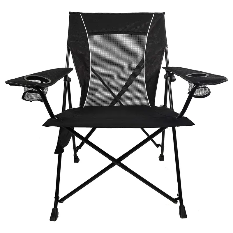 Dual-Lock Folding Camp Chair with Built-In Cup Holders and Compact Carry Bag