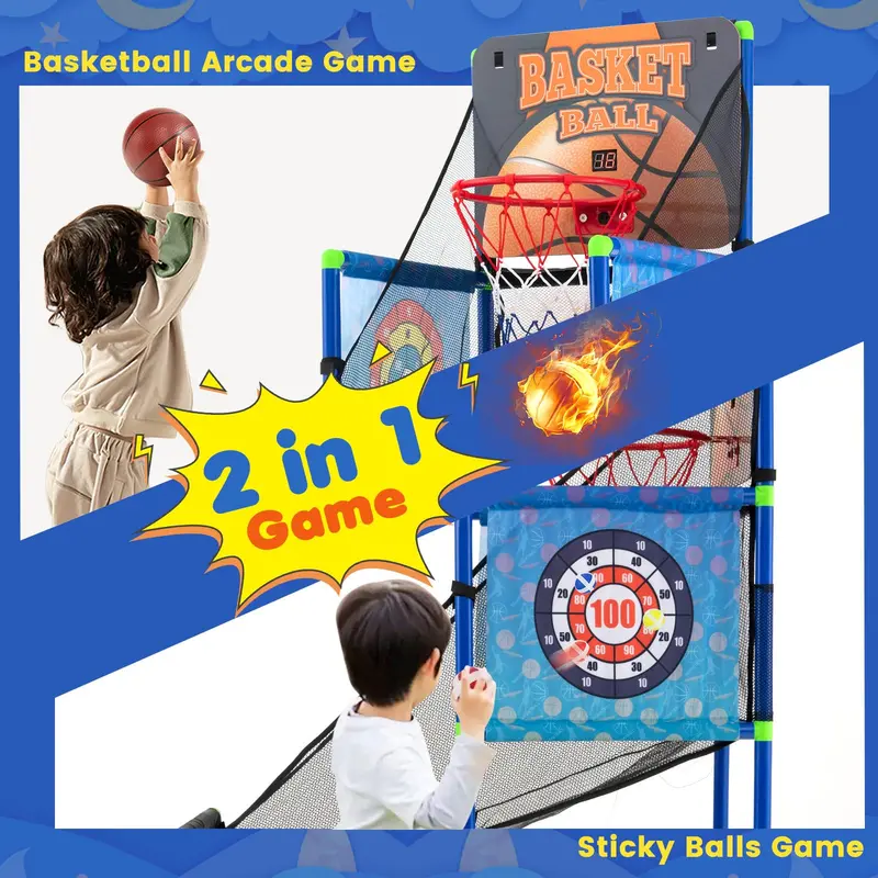 Dual-Mode Indoor/Outdoor Basketball Game Set with Digital Scoreboard and Audio Effects 2
