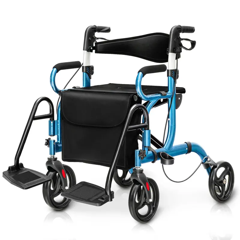Dual-Mode Rollator Walker with Seat & Brakes – Lightweight Mobility Aid for Seniors