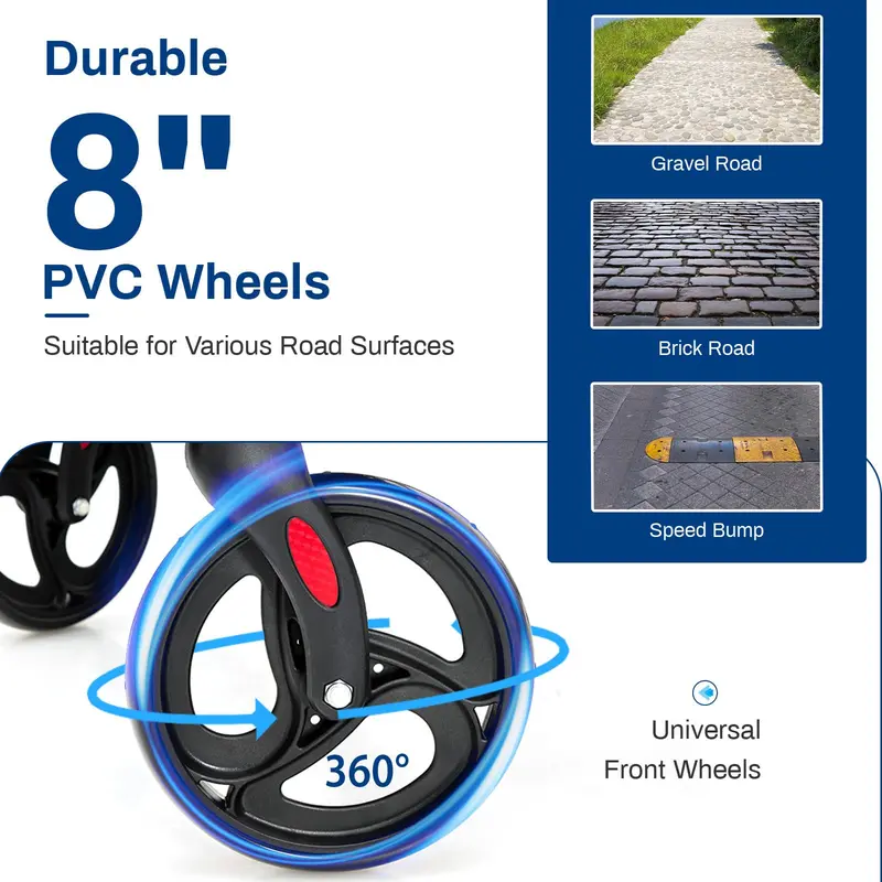 Dual-Mode Rollator Walker with Seat & Brakes – Lightweight Mobility Aid for Seniors