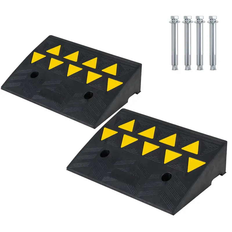 Dual-Pack Rubber Curb Ramp – Driveway Threshold Ramps with 5-Inch and 6.3-Inch Height Options