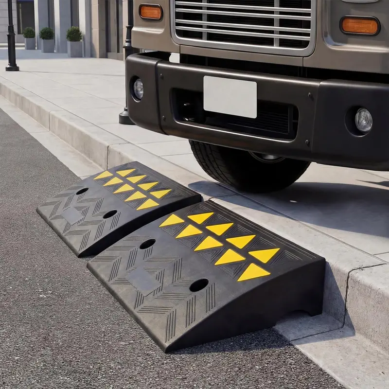 Dual-Pack Rubber Curb Ramp – Driveway Threshold Ramps with 5-Inch and 6.3-Inch Height Options 2