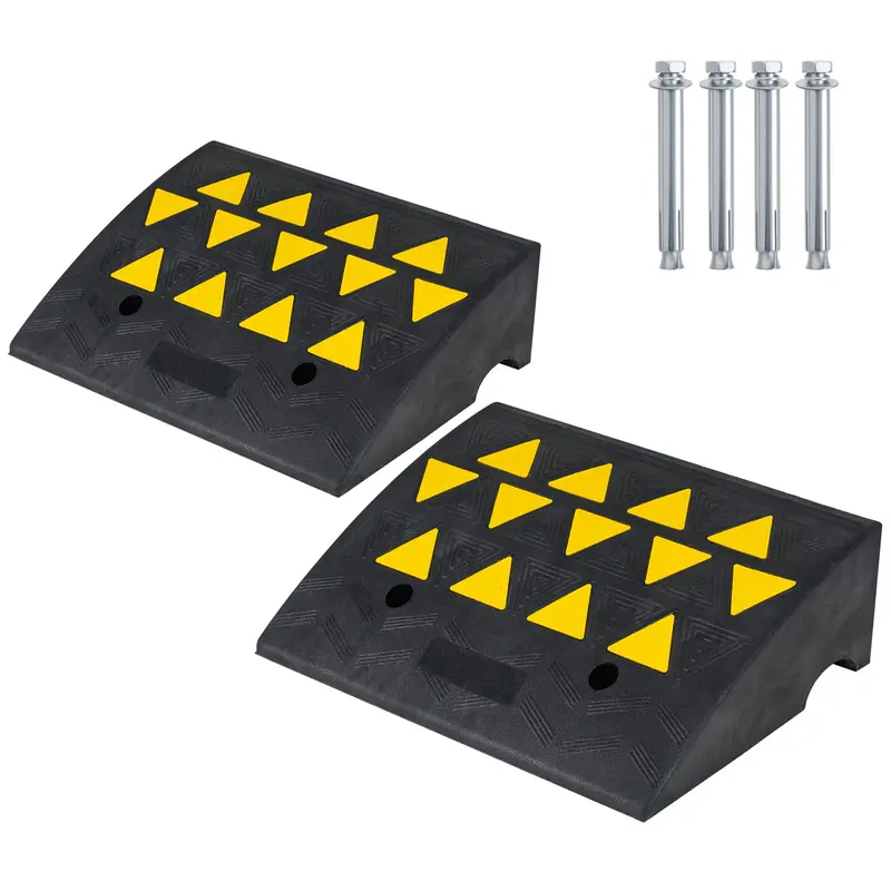 Dual-Pack Rubber Curb Ramp – Driveway Threshold Ramps with 5-Inch and 6.3-Inch Height Options