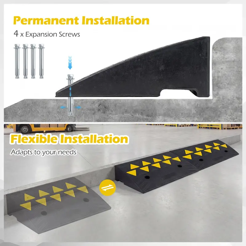 Dual-Pack Rubber Curb Ramp – Driveway Threshold Ramps with 5-Inch and 6.3-Inch Height Options
