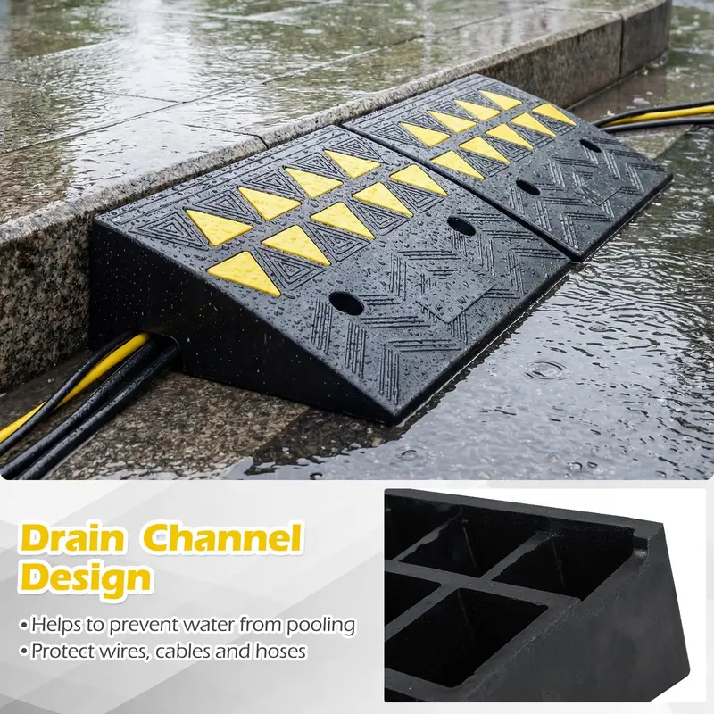 Dual-Pack Rubber Curb Ramp – Driveway Threshold Ramps with 5-Inch and 6.3-Inch Height Options