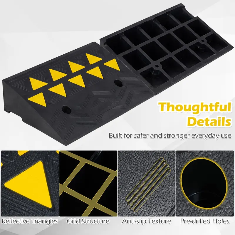 Dual-Pack Rubber Curb Ramp – Driveway Threshold Ramps with 5-Inch and 6.3-Inch Height Options