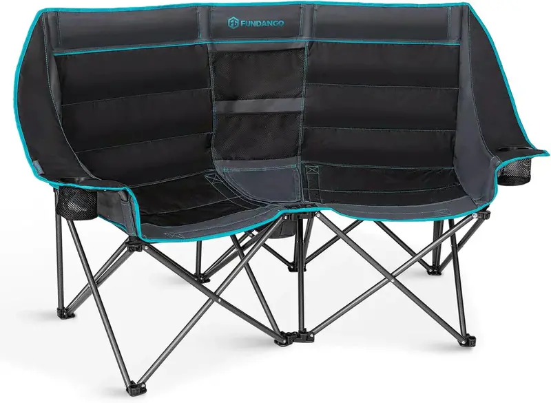 Dual-Person Extra-Wide Camping Chair with Integrated Cooler — 1000 lb Capacity
