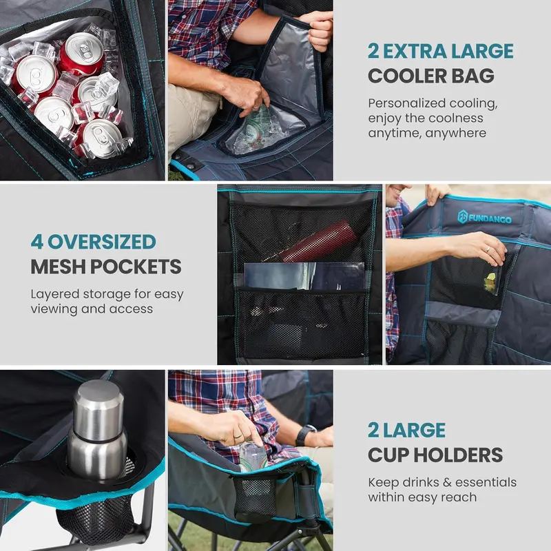 Dual-Person Extra-Wide Camping Chair with Integrated Cooler — 1000 lb Capacity 2